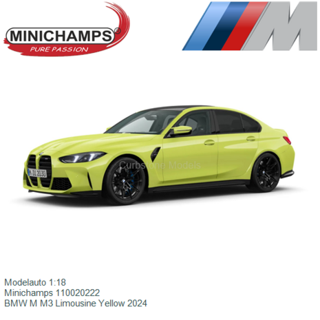 Modelauto 1:18 | Minichamps 110020222 | BMW M M3 Limousine Yellow 2024