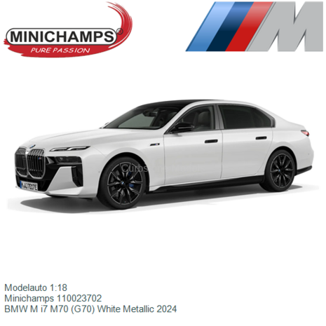 Modelauto 1:18 | Minichamps 110023702 | BMW M i7 M70 (G70) White Metallic 2024