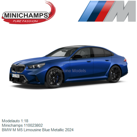 Modelauto 1:18 | Minichamps 110023802 | BMW M M5 Limousine Blue Metallic 2024