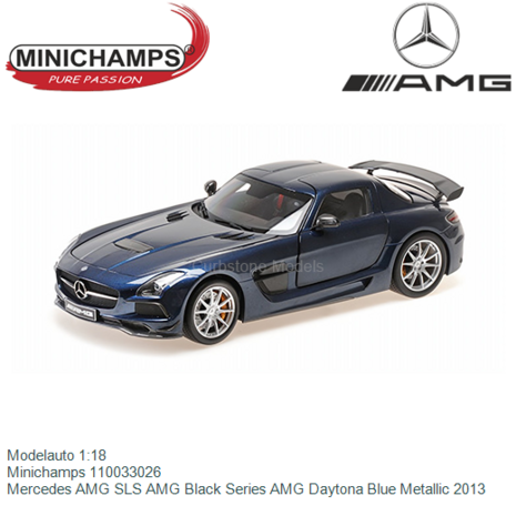 Modelauto 1:18 | Minichamps 110033026 | Mercedes AMG SLS AMG Black Series AMG Daytona Blue Metallic 2013