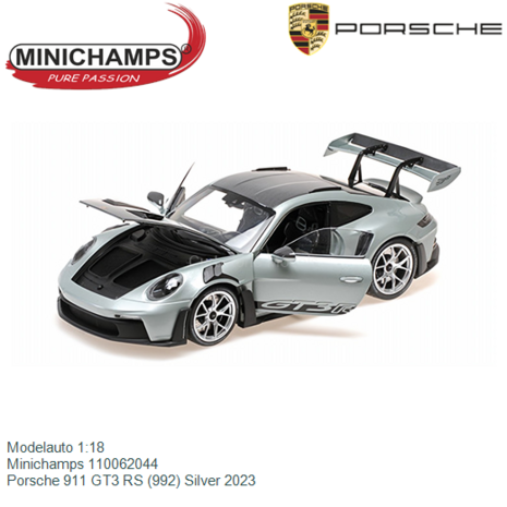 Modelauto 1:18 | Minichamps 110062044 | Porsche 911 GT3 RS (992) Silver 2023