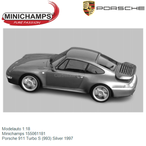 Modelauto 1:18 | Minichamps 155061181 | Porsche 911 Turbo S (993) Silver 1997