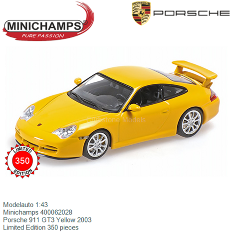 Modelauto 1:43 | Minichamps 400062028 | Porsche 911 GT3 Yellow 2003