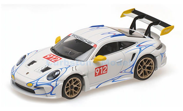 Modelauto 1:43 | Minichamps 410062116 | Porsche 911 GT3 RS (992) White and Yellow decor 2024