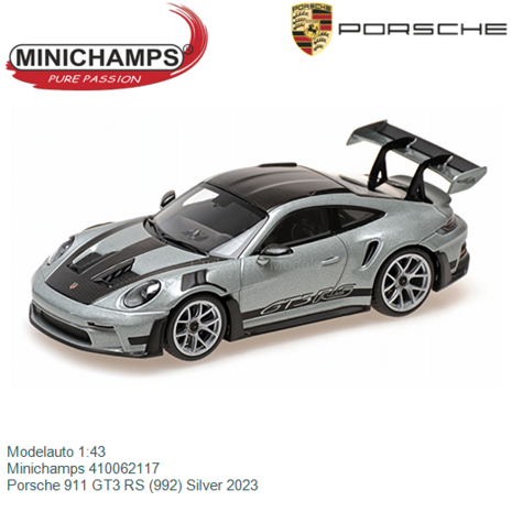 Modelauto 1:43 | Minichamps 410062117 | Porsche 911 GT3 RS (992) Silver 2023