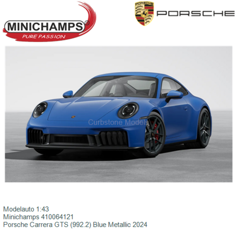 Modelauto 1:43 | Minichamps 410064121 | Porsche Carrera GTS (992.2) Blue Metallic 2024