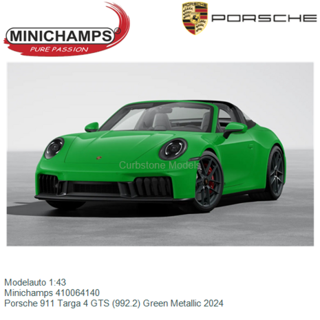 Modelauto 1:43 | Minichamps 410064140 | Porsche 911 Targa 4 GTS (992.2) Green Metallic 2024