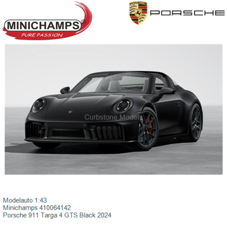 Modelauto 1:43 | Minichamps 410064142 | Porsche 911 Targa 4 GTS Black 2024