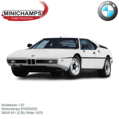 Modelauto 1:87 | Minichamps 870025020 | BMW M1 (E26) White 1978