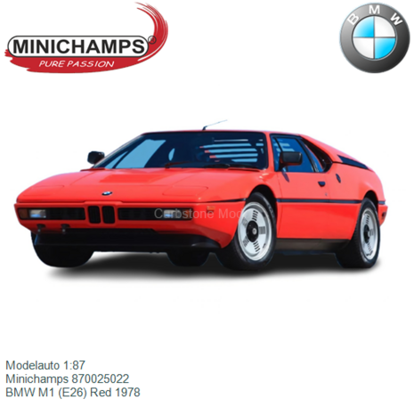 Modelauto 1:87 | Minichamps 870025022 | BMW M1 (E26) Red 1978