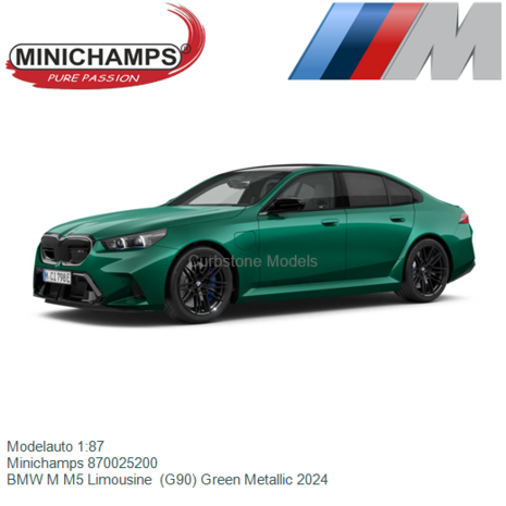 Modelauto 1:87 | Minichamps 870025200 | BMW M M5 Limousine  (G90) Green Metallic 2024