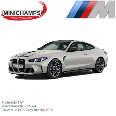 Modelauto 1:87 | Minichamps 870025324 | BMW M M4 CS Grey metallic 2023