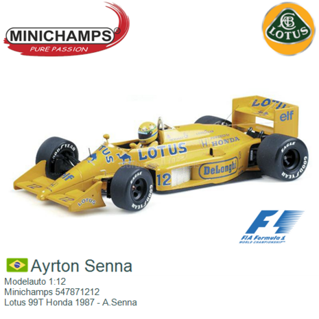 Modelauto 1:12 | Minichamps 547871212 | Lotus 99T Honda 1987 - A.Senna