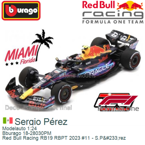 Modelauto 1:24 | Bburago 18-28030PM | Red Bull Racing RB19 RBPT 2023 #11 - S.P&#233;rez