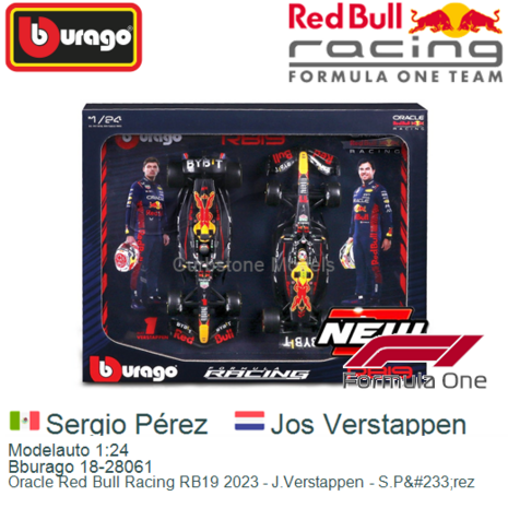 Modelauto 1:24 | Bburago 18-28061 | Oracle Red Bull Racing RB19 2023 - J.Verstappen - S.P&#233;rez