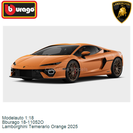 Modelauto 1:18 | Bburago 18-11052O | Lamborghini Temerario Orange 2025