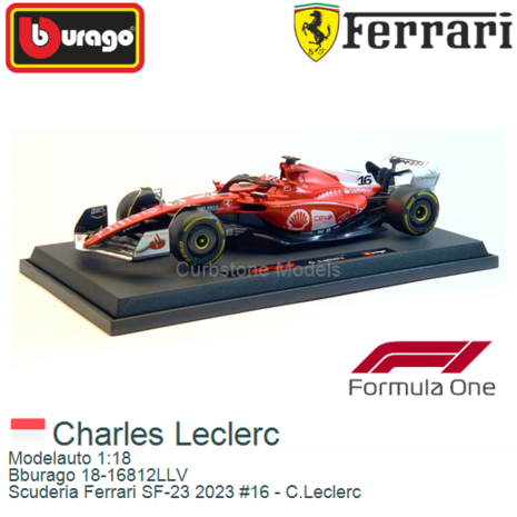 Modelauto 1:18 | Bburago 18-16812LLV | Scuderia Ferrari SF-23 2023 #16 - C.Leclerc