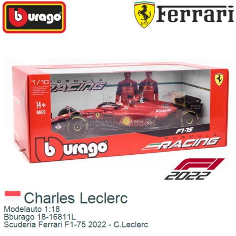 Modelauto 1:18 | Bburago 18-16811L | Scuderia Ferrari F1-75 2022 - C.Leclerc