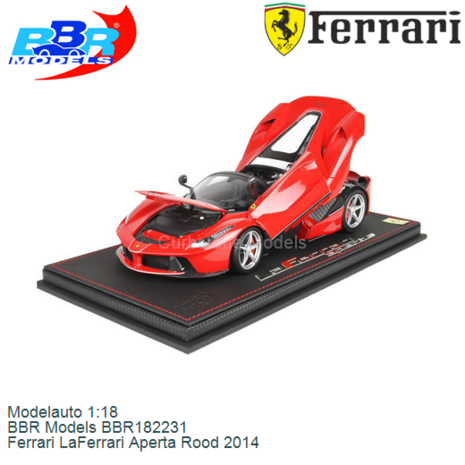 Modelauto 1:18 | BBR Models BBR182231 | Ferrari LaFerrari Aperta Rood 2014