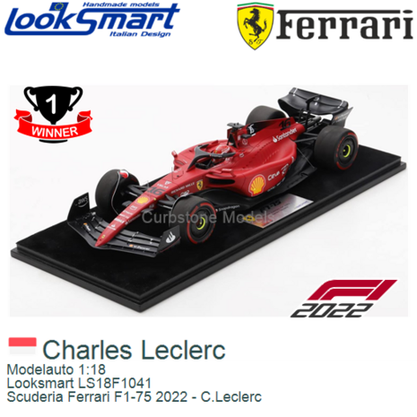 Modelauto 1:18 | Looksmart LS18F1041 | Scuderia Ferrari F1-75 2022 - C.Leclerc