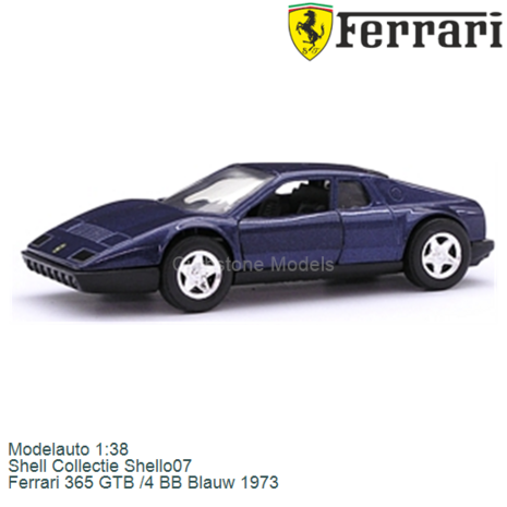 Modelauto 1:38 | Shell Collectie Shello07 | Ferrari 365 GTB /4 BB Blauw 1973