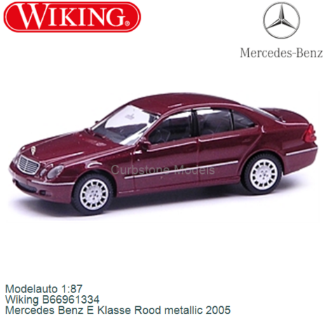 Modelauto 1:87 | Wiking B66961334 | Mercedes Benz E Klasse Rood metallic 2005