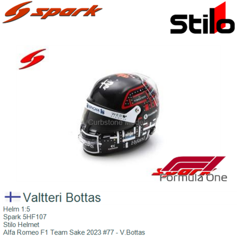 Helm 1:5 | Spark 5HF107 | Stilo Helmet | Alfa Romeo F1 Team Sake 2023 #77 - V.Bottas