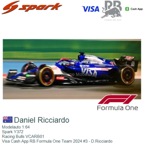 Modelauto 1:64 | Spark Y372 | Racing Bulls VCARB01 | Visa Cash App RB Formula One Team 2024 #3 - D.Ricciardo