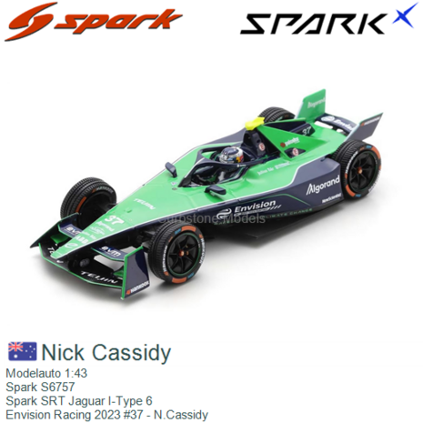 Modelauto 1:43 | Spark S6757 | Spark SRT Jaguar I-Type 6 | Envision Racing 2023 #37 - N.Cassidy