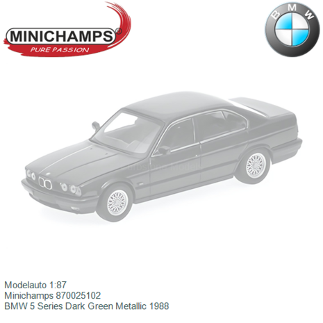 Modelauto 1:87 | Minichamps 870025102 | BMW 5 Series Dark Green Metallic 1988