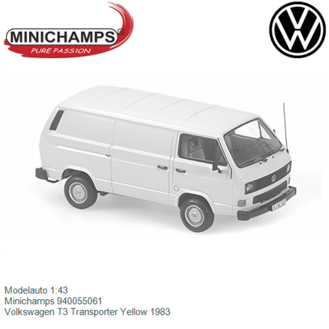 Modelauto 1:43 | Minichamps 940055061 | Volkswagen T3 Transporter Yellow 1983