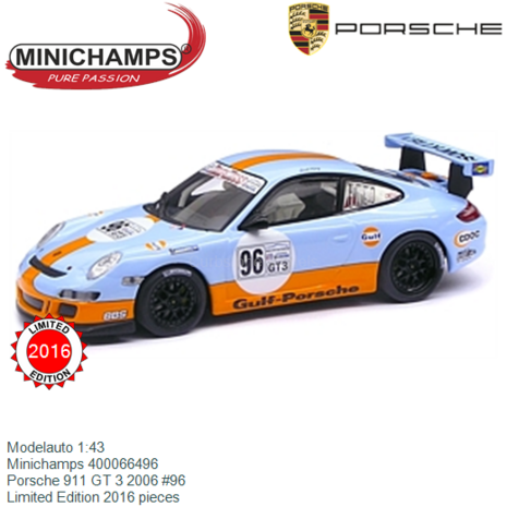 Modelauto 1:43 | Minichamps 400066496 | Porsche 911 GT 3 2006 #96