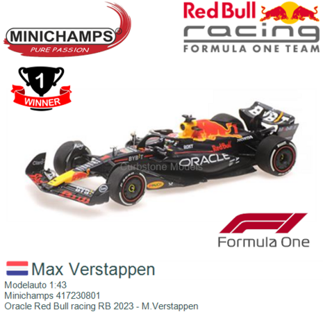 Modelauto 1:43 | Minichamps 417230801 | Oracle Red Bull racing RB 2023 - M.Verstappen