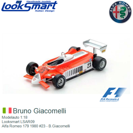 Modelauto 1:18 | Looksmart LSAR09 | Alfa Romeo 179 1980 #23 - B.Giacomelli