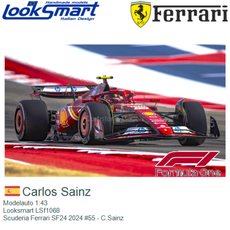 Modelauto 1:43 | Looksmart LSf1068 | Scuderia Ferrari SF24 2024 #55 - C.Sainz