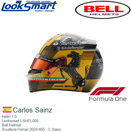 Helm 1:5 | Looksmart LSHEL005 | Bell Helmet | Scuderia Ferrari 2024 #55 - C.Sainz