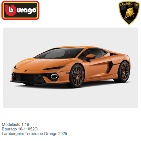 Modelauto 1:18 | Bburago 18-11052O | Lamborghini Temerario Orange 2025