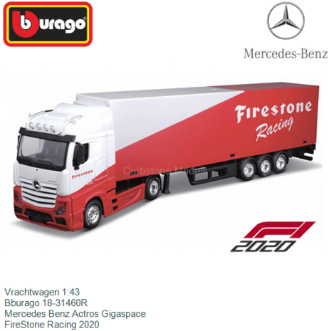 Vrachtwagen 1:43 | Bburago 18-31460R | Mercedes Benz Actros Gigaspace | FireStone Racing 2020