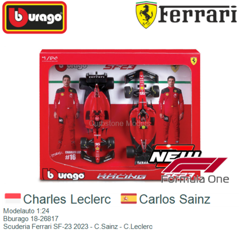 Modelauto 1:24 | Bburago 18-26817 | Scuderia Ferrari SF-23 2023 - C.Sainz - C.Leclerc