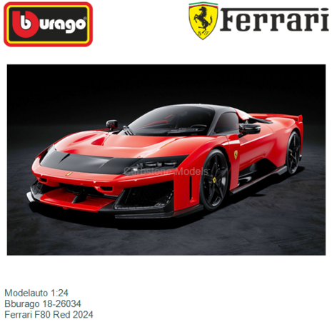 Modelauto 1:24 | Bburago 18-26034 | Ferrari F80 Red 2024