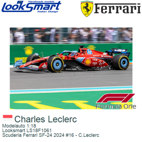 Modelauto 1:18 | Looksmart LS18F1061 | Scuderia Ferrari SF-24 2024 #16 - C.Leclerc