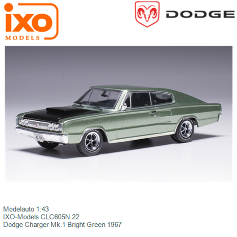 Modelauto 1:43 | IXO-Models CLC605N.22 | Dodge Charger Mk.1 Bright Green 1967