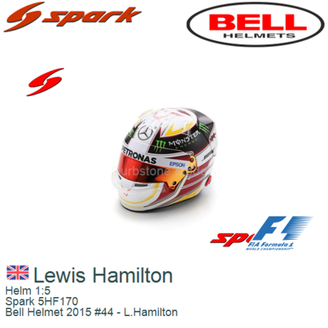 Helm 1:5 | Spark 5HF170 | Bell Helmet 2015 #44 - L.Hamilton