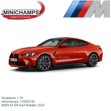 Modelauto 1:18 | Minichamps 110020140 | BMW M M4 Red Metallic 2024