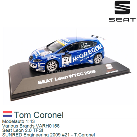 Modelauto 1:43 | Various Brands VARH0156 | Seat Leon 2.0 TFSI | SUNRED Engineering 2009 #21 - T.Coronel