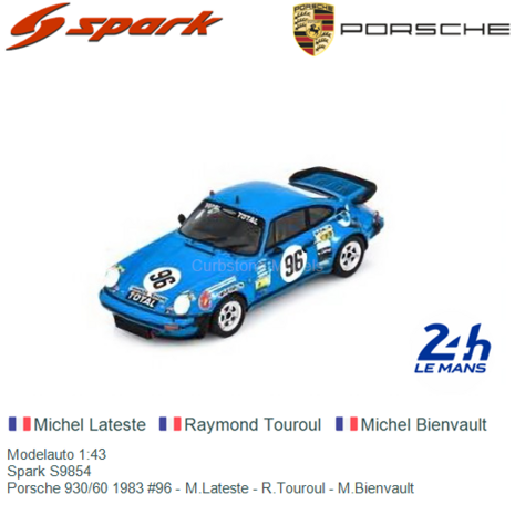 Modelauto 1:43 | Spark S9854 | Porsche 930/60 1983 #96 - M.Lateste - R.Touroul - M.Bienvault