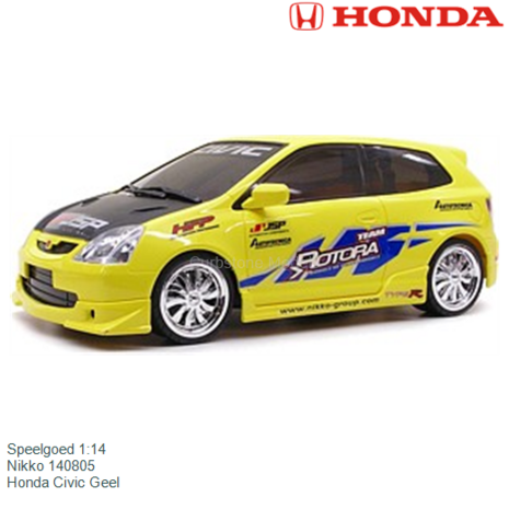 Speelgoed 1:14 | Nikko 140805 | Honda Civic Geel