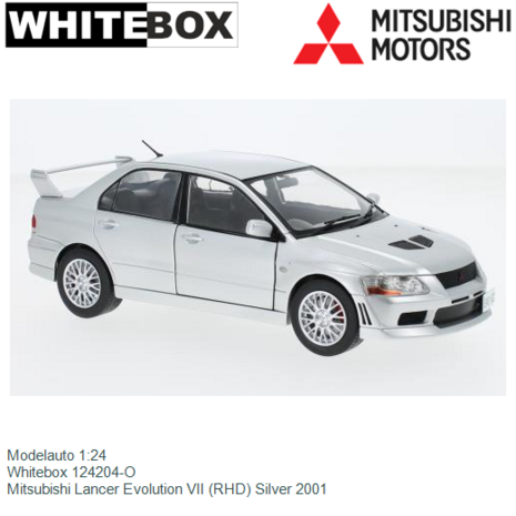 Modelauto 1:24 | Whitebox 124204-O | Mitsubishi Lancer Evolution VII (RHD) Silver 2001