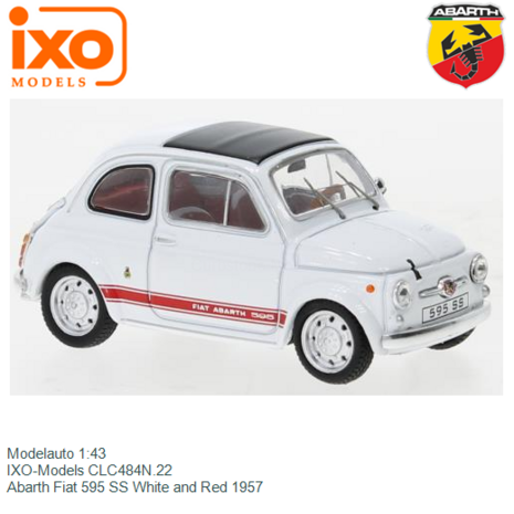 Modelauto 1:43 | IXO-Models CLC484N.22 | Abarth Fiat 595 SS White and Red 1957