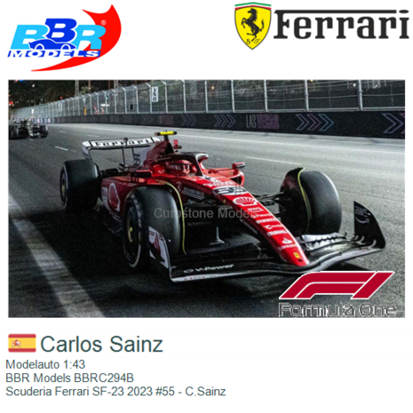 Modelauto 1:43 | BBR Models BBRC294B | Scuderia Ferrari SF-23 2023 #55 - C.Sainz